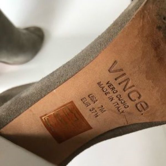 Vince Addison Peep Toe Bootie Woodsmoke Taupe 7 - Picture 8 of 8